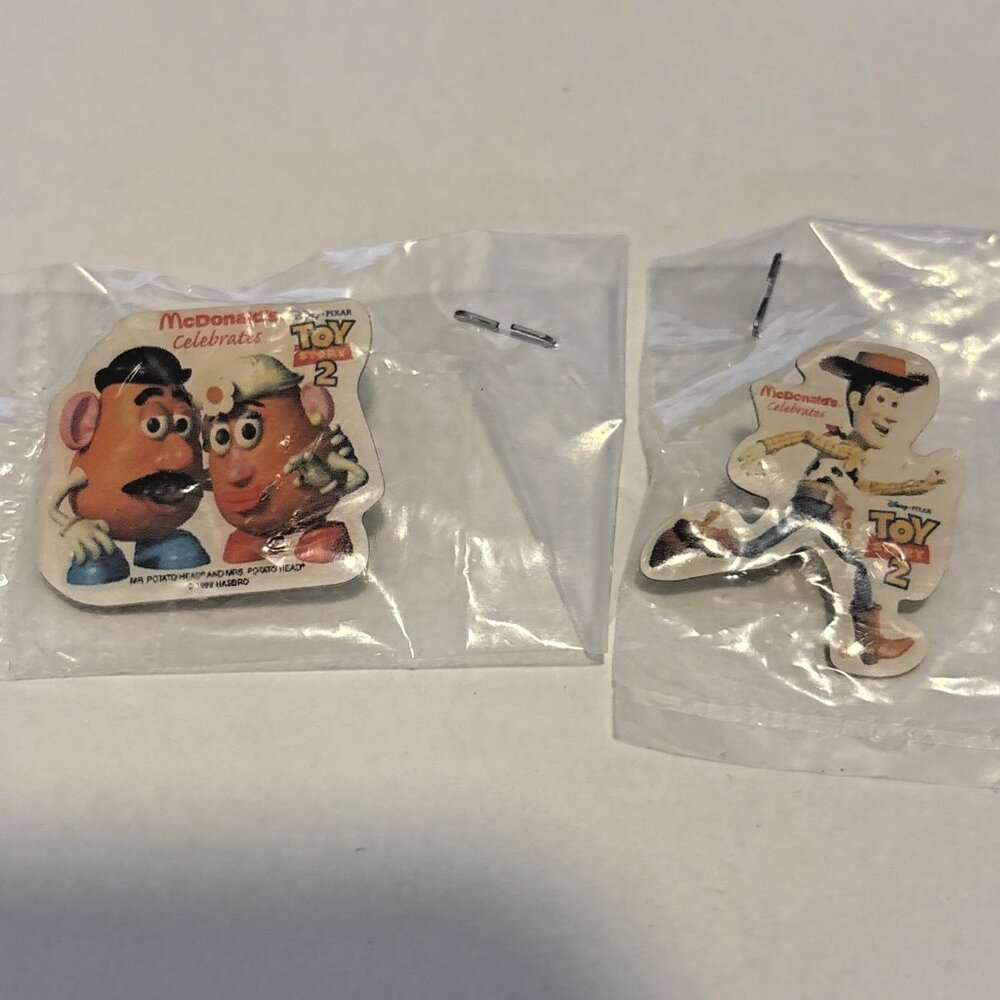 McDonalds Toy Story 2 Employee Crew Promotional Pin set of 2 New In Packages